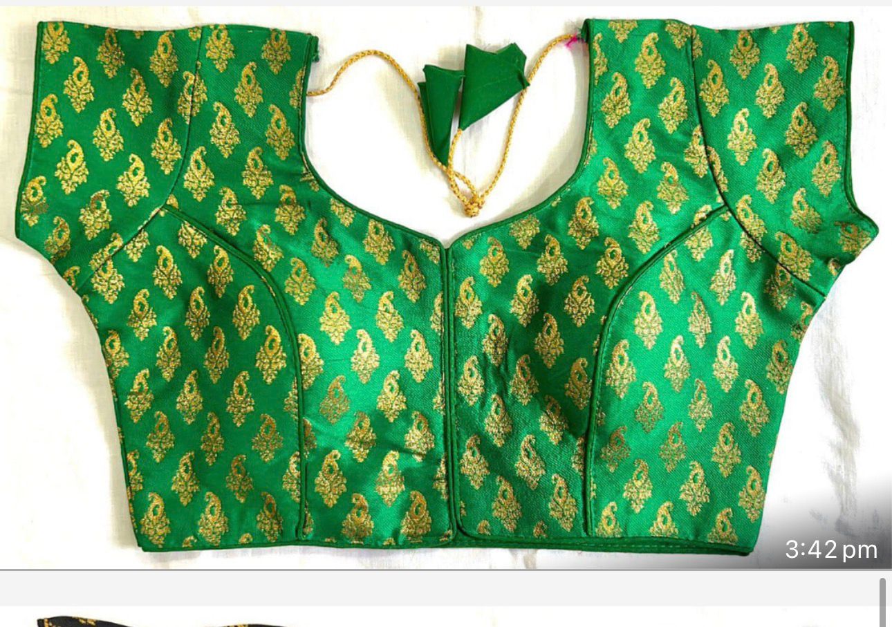 Aarini Jacquard Brocade Silk Blouse-Green